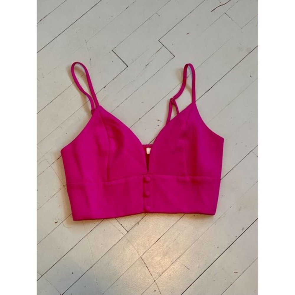 A. Peach Hot Pink Crop Top - Picture 3 of 4